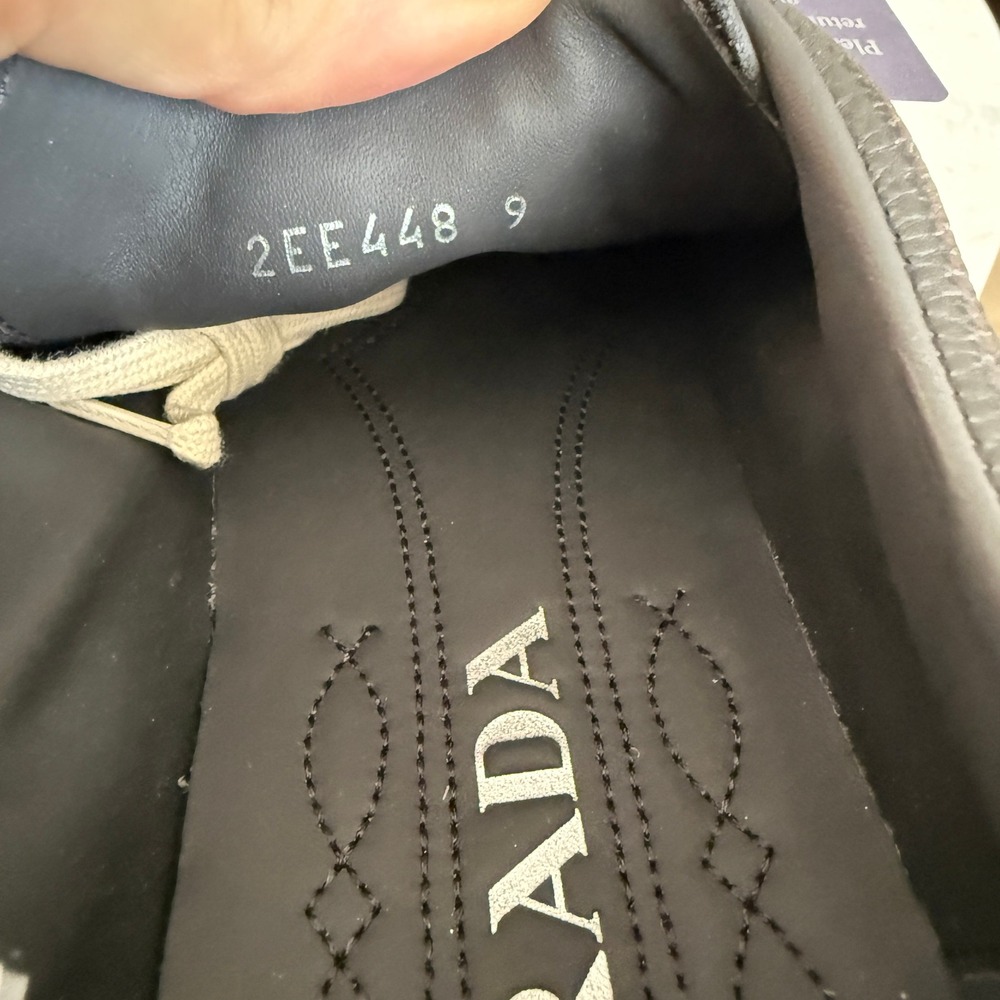 Prada 2EE448 Age Effect Men's Black Nappa Leather Sneakers Shoes, Size 9 - Picture 15 of 16